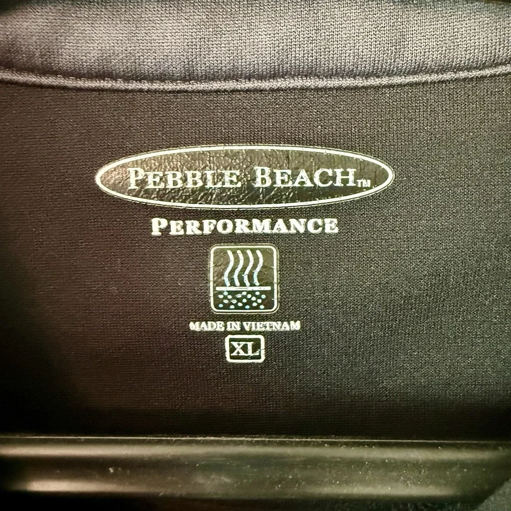 Pebble Beach Performance Mens XL Quarter Zip Pullover Black Blend Bar Cigar Logo